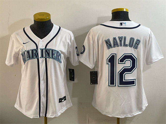 Youth White Seattle Mariners #12 Josh Naylor Cool Base Stitched Baseball Jersey